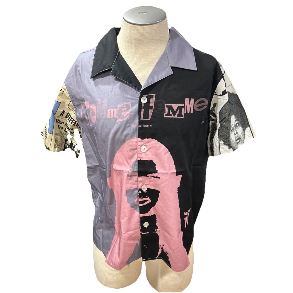 Homme Femme Ransom Shirt Mens Button Down Small Short Sleeves Streetware